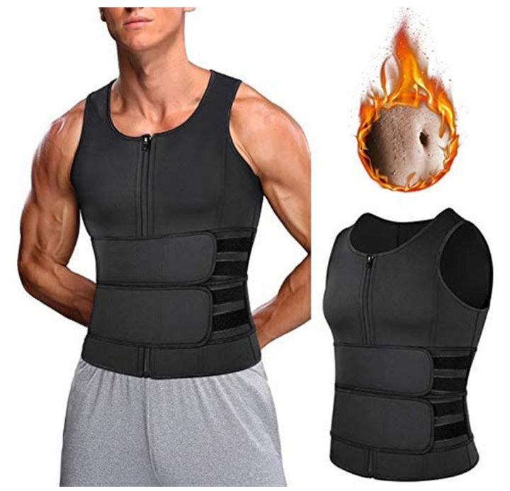 Men Sauna Waist Trainer Vest Double Belt Body Shaper