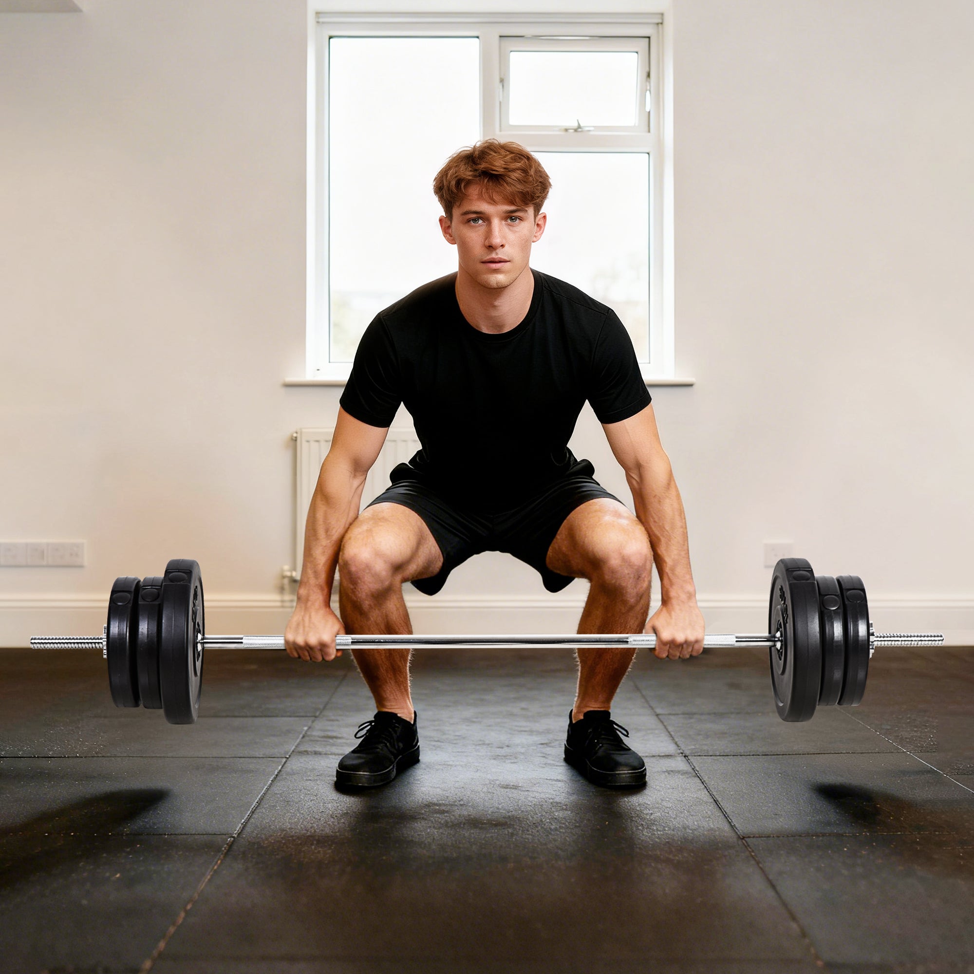 143.30 lb Adjustable Dumbbell And Barbell Set Home Gym Black