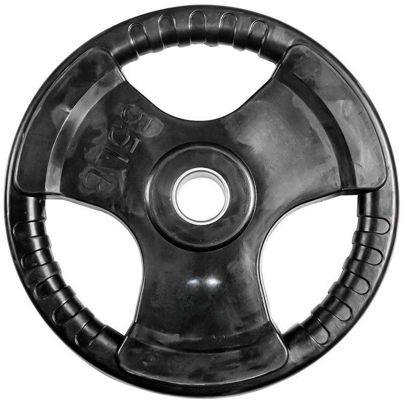Three-Hole Rubber Barbell Weight Plate For Gym