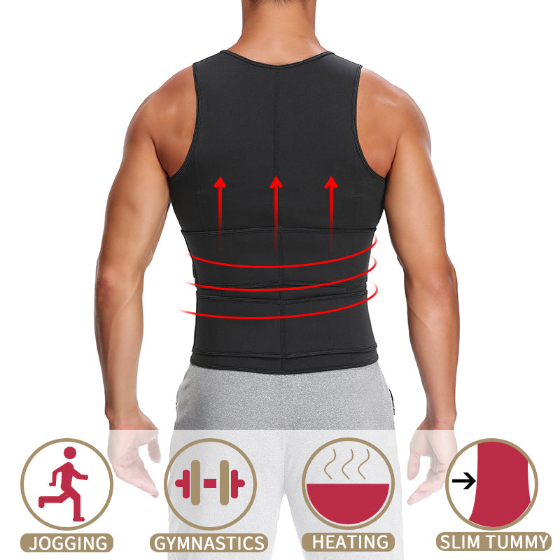 Men Sauna Waist Trainer Vest Double Belt Body Shaper