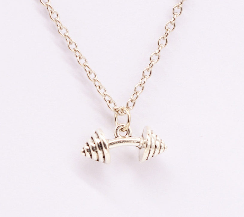 Fitness Weightlifting Dumbbell Pendant Necklace