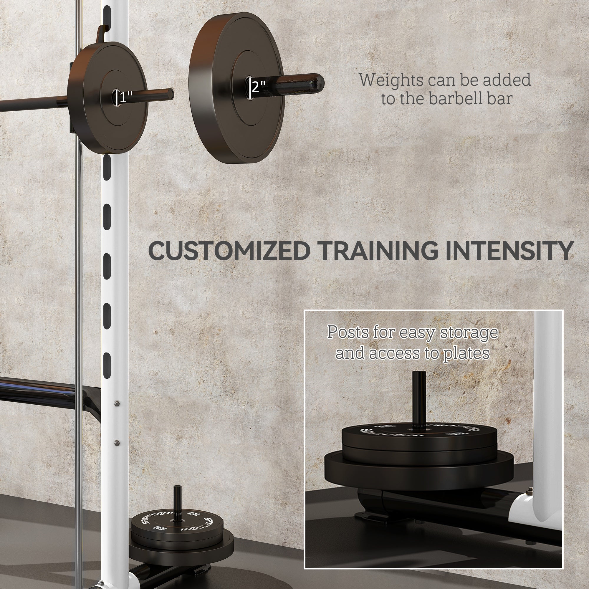 Adjustable Squat Rack With Pull Up Bar Bench Press Half Rack White
