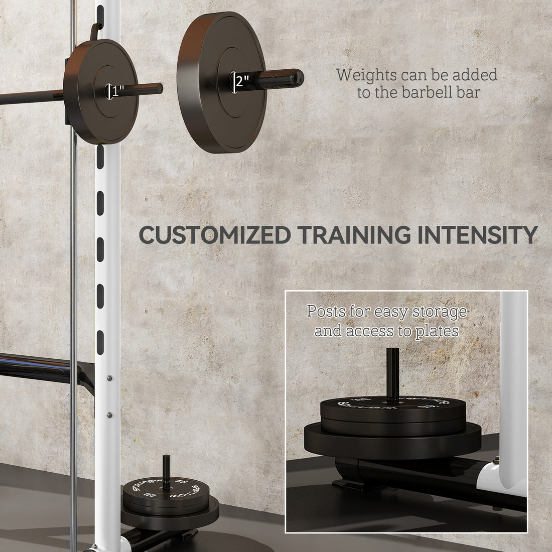 Adjustable Squat Rack With Pull Up Bar Bench Press Half Rack White