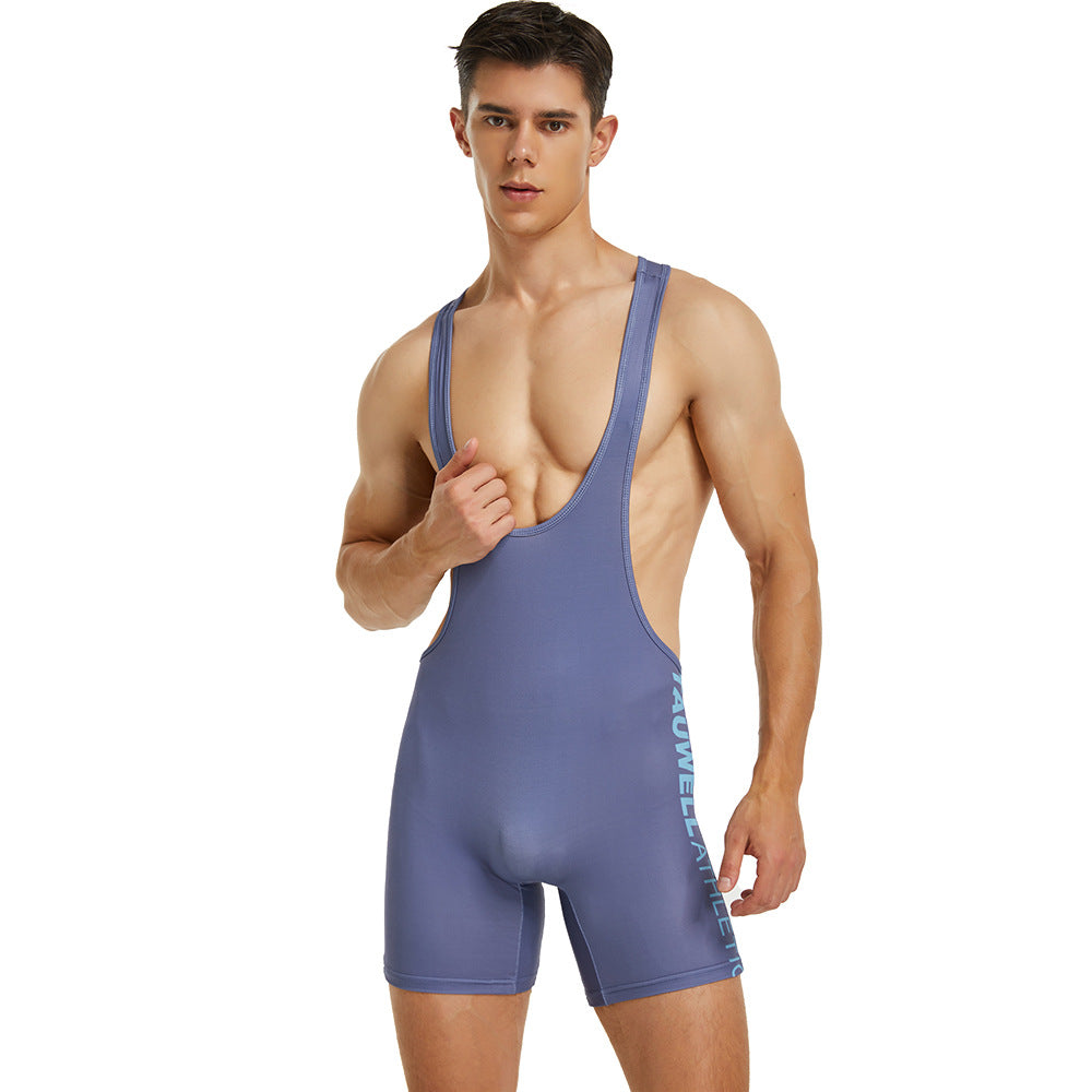 Men's Vest Wrestling Suit Men's Fitness Swimming Shark Pants