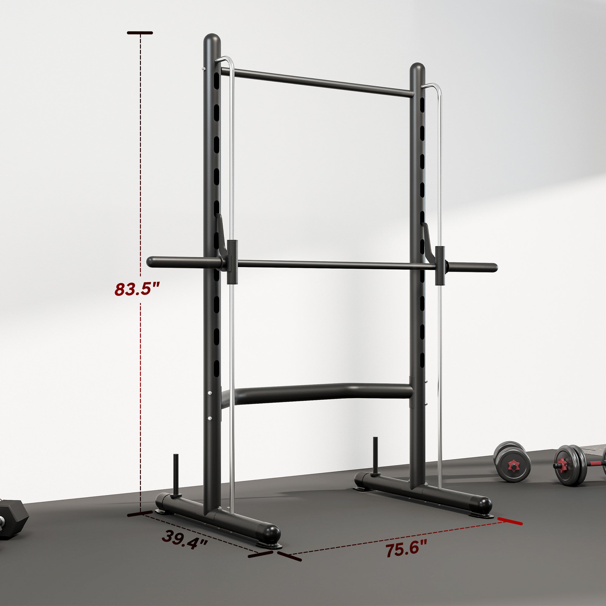 Adjustable Squat Rack With Pull Up Bar Bench Press Half Rack Black