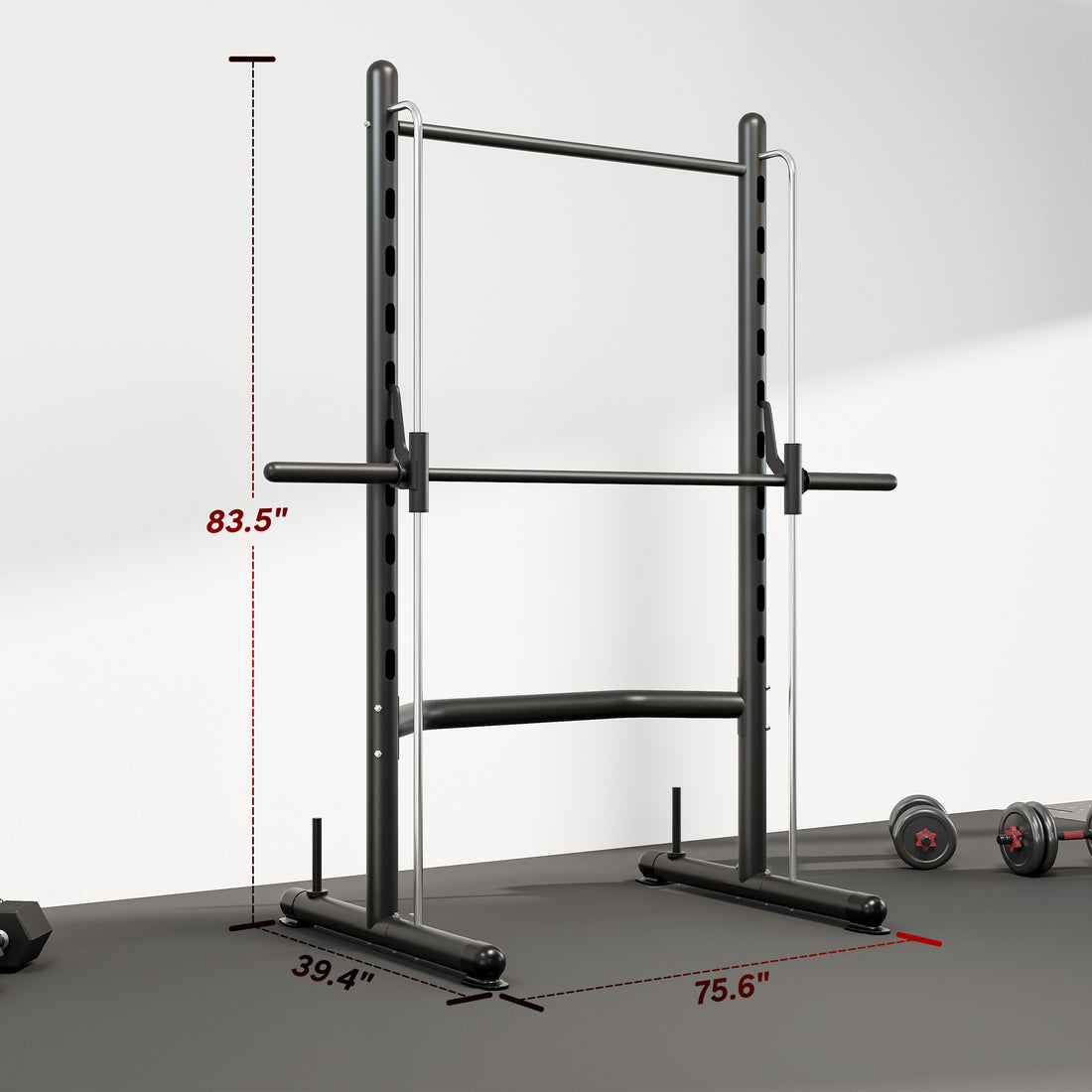 Adjustable Squat Rack With Pull Up Bar Bench Press Half Rack Black