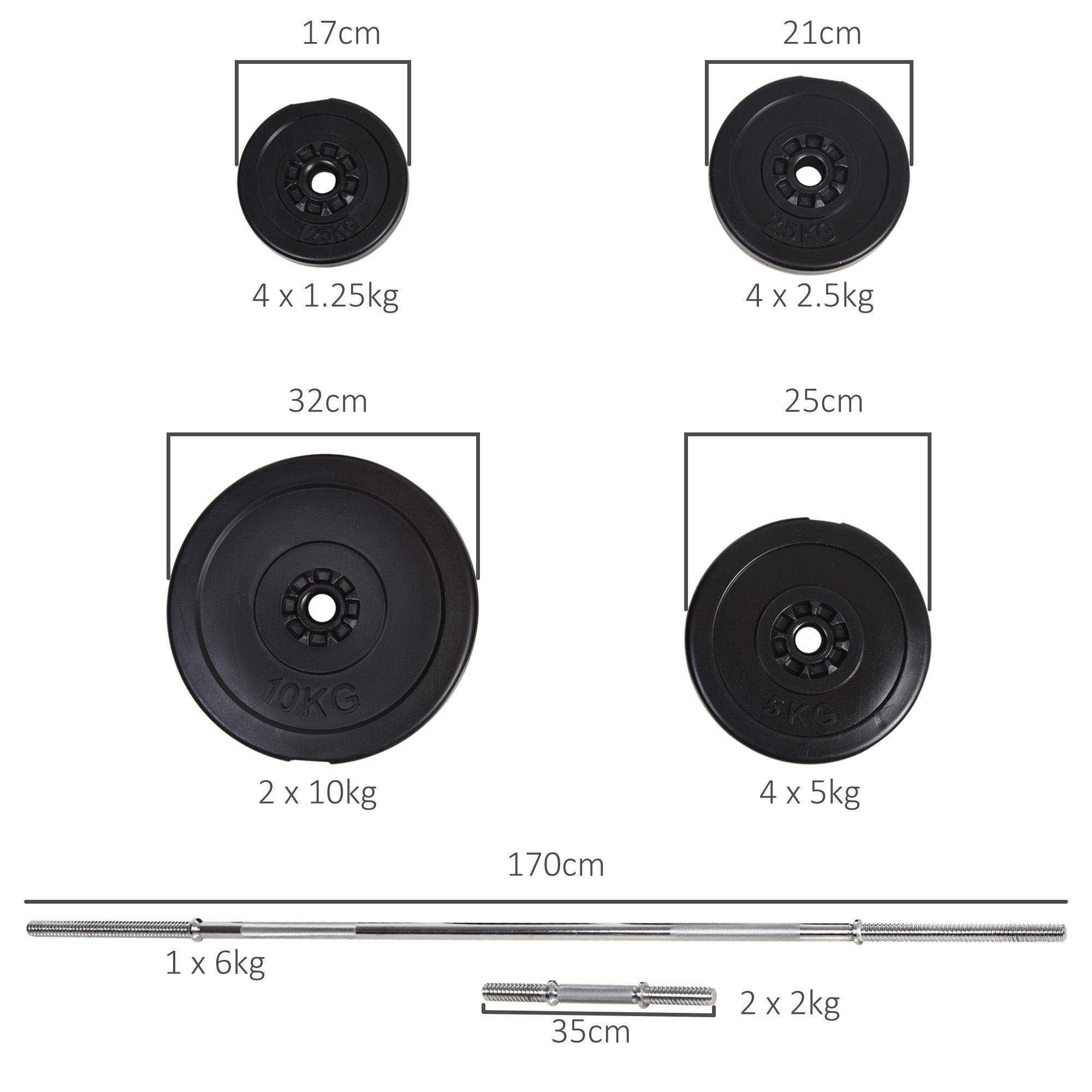 143.30 lb Adjustable Dumbbell And Barbell Set Home Gym Black