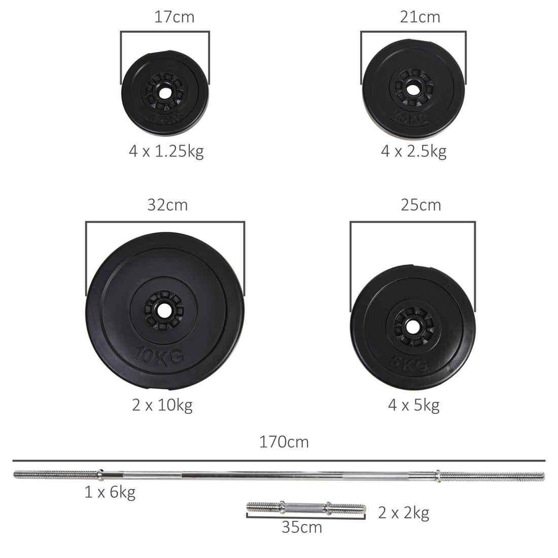 143.30 lb Adjustable Dumbbell And Barbell Set Home Gym Black