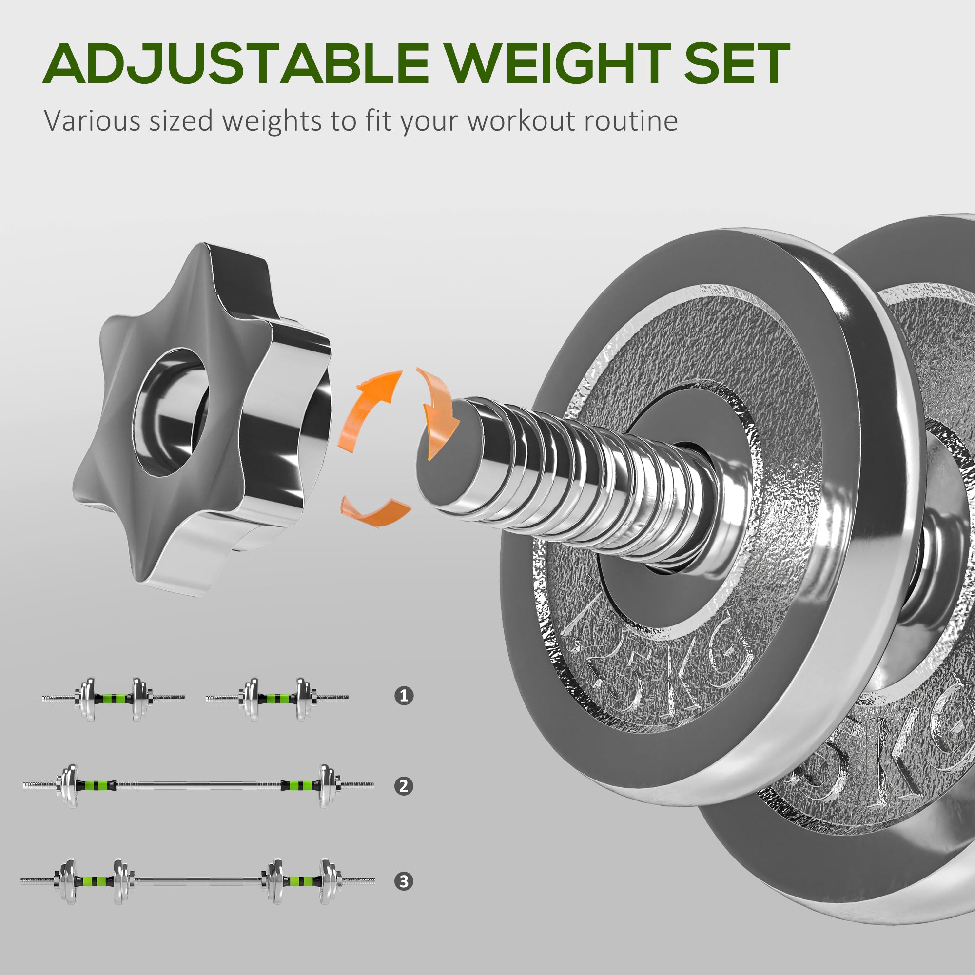 Sportow 44.09 lb 2-In-1 Barbell And Dumbbell Set Home Gym Training