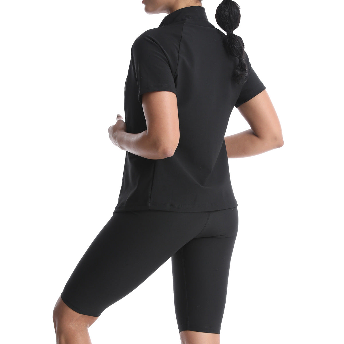 Women Sauna Sweat Suit Short Sleeve Shorts Set