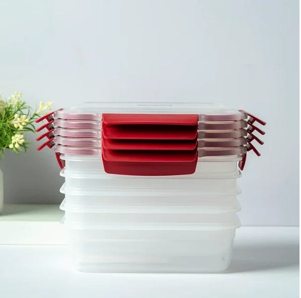 5 Pack Stackable Airtight Food Storage Containers With Snap Lock Lids
