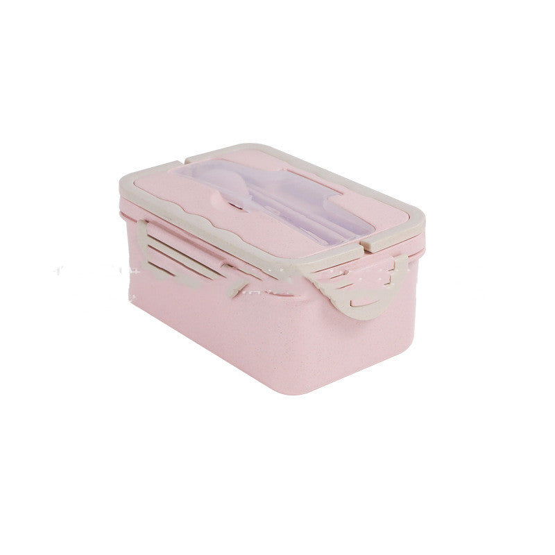 Microwave Lunch Box With Spoon And Chopsticks Three Grid Container