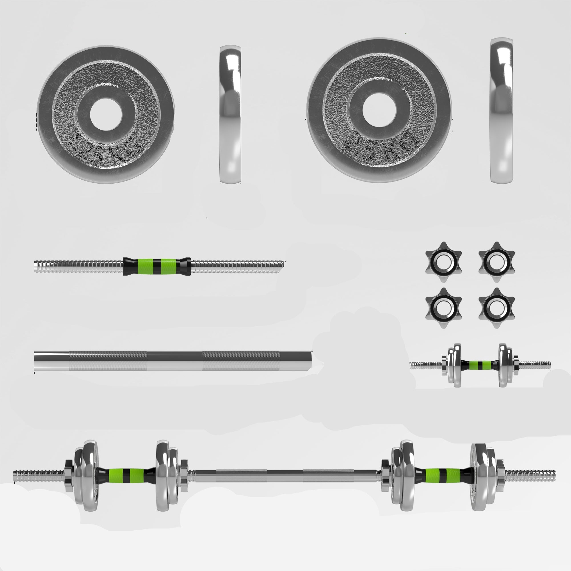 Sportow 44.09 lb 2-In-1 Barbell And Dumbbell Set Home Gym Training