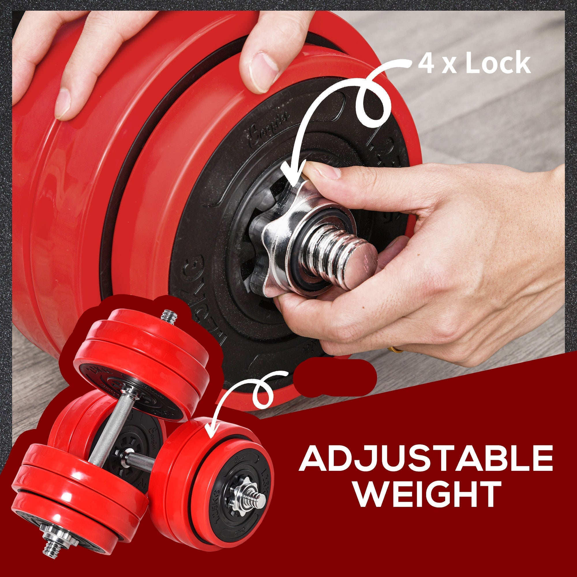 66lbs Adjustable Dumbbell To Barbell Set Home Gym
