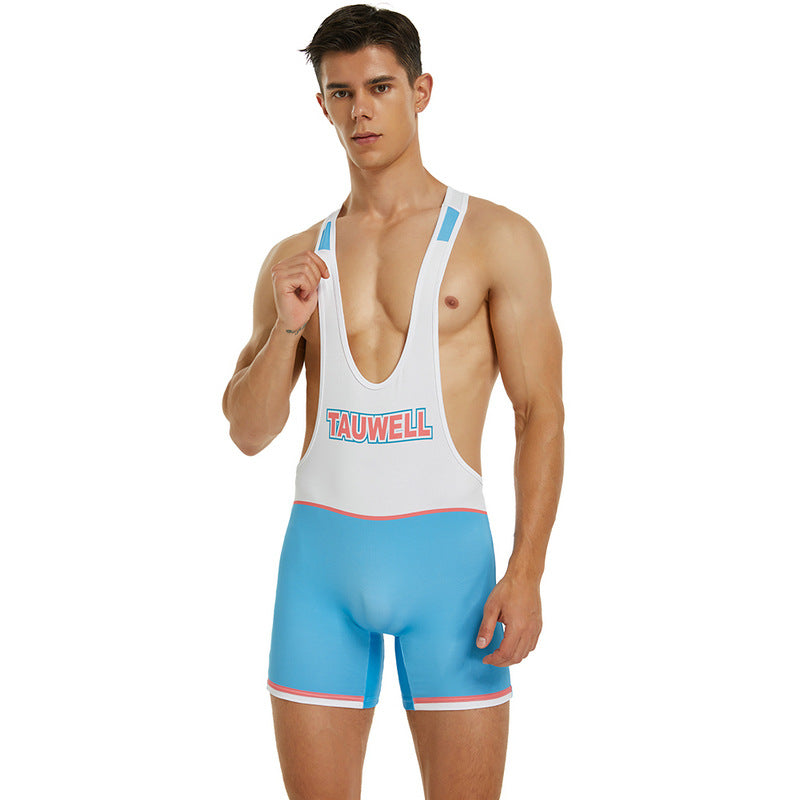 Men's Vest Wrestling Suit Men's Fitness Swimming Shark Pants