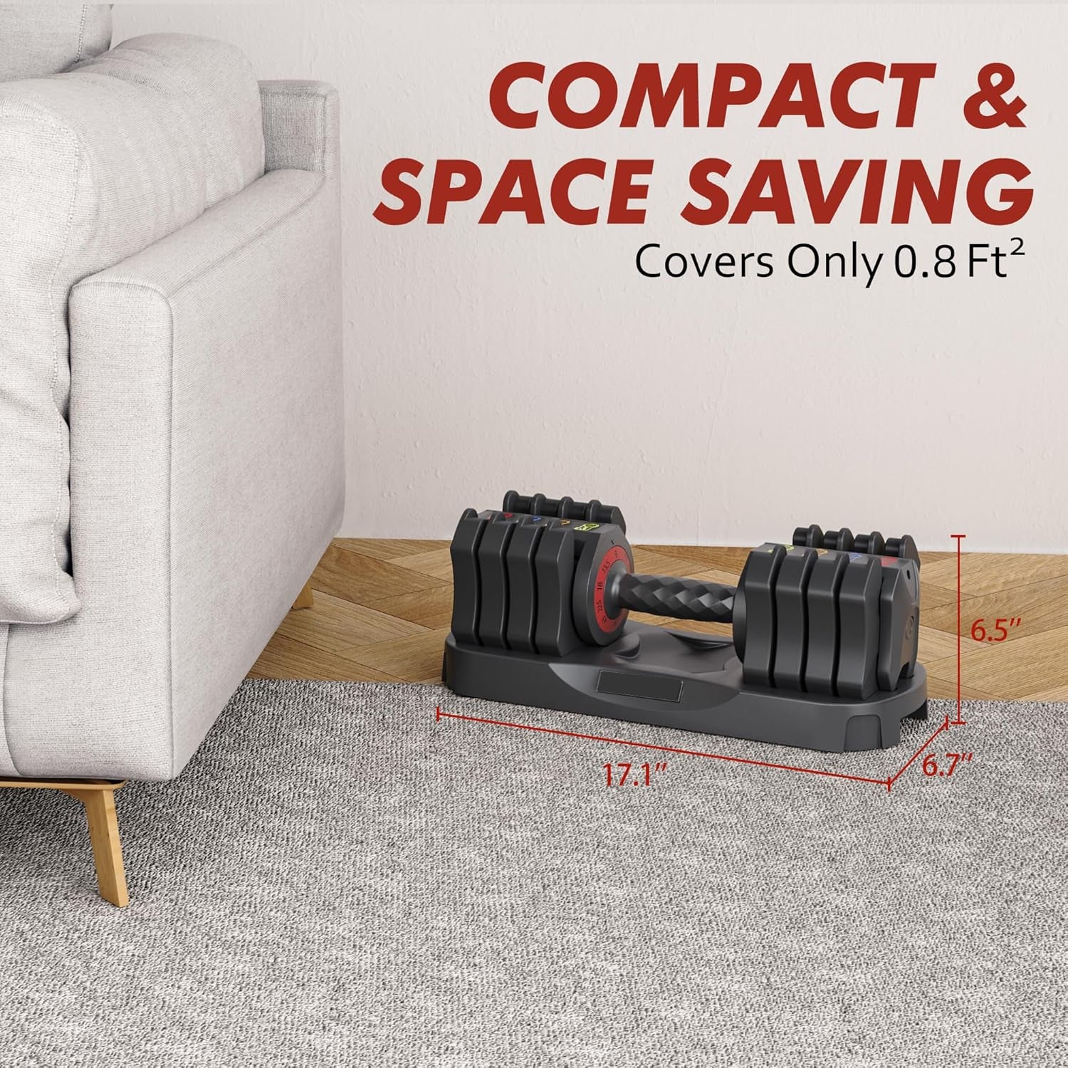 Adjustable 22.5LB Dumbbell Set 5 In 1 Compact Design
