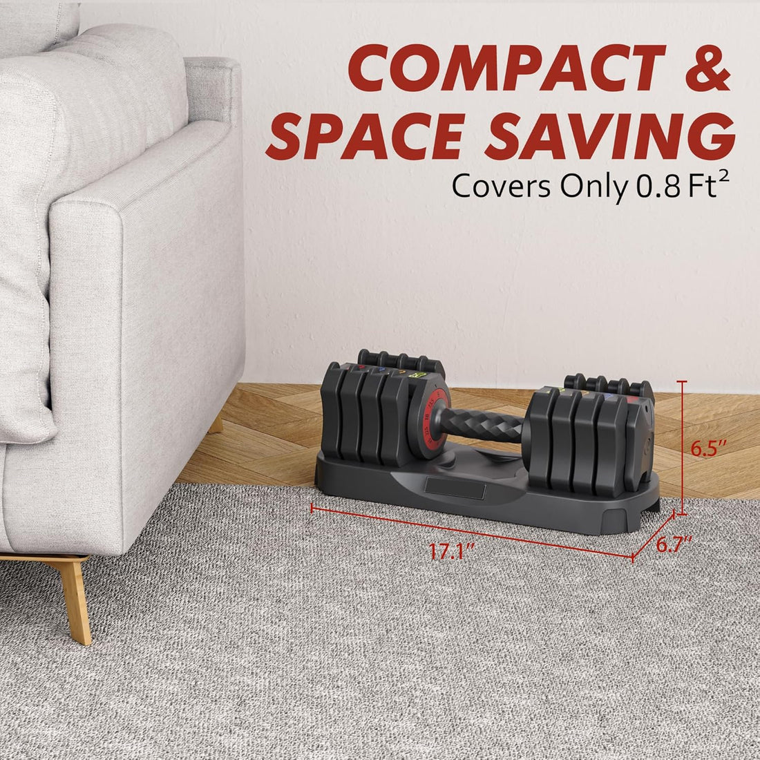 Adjustable 22.5LB Dumbbell Set 5 In 1 Compact Design