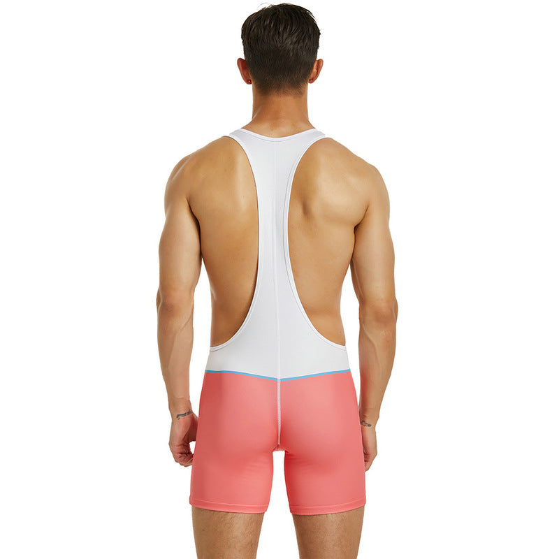 Men's Vest Wrestling Suit Men's Fitness Swimming Shark Pants