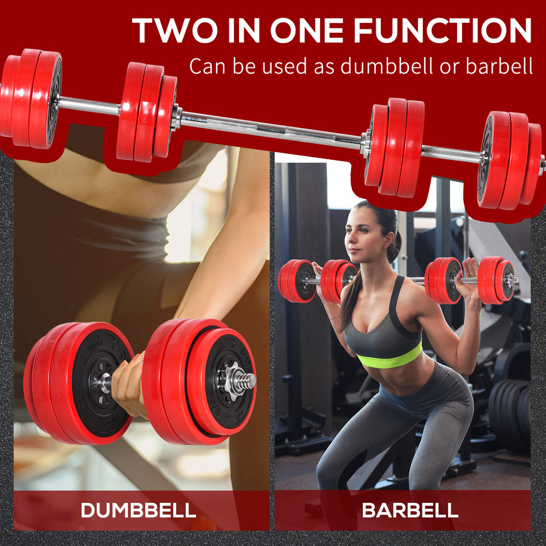 66lbs Adjustable Dumbbell To Barbell Set Home Gym