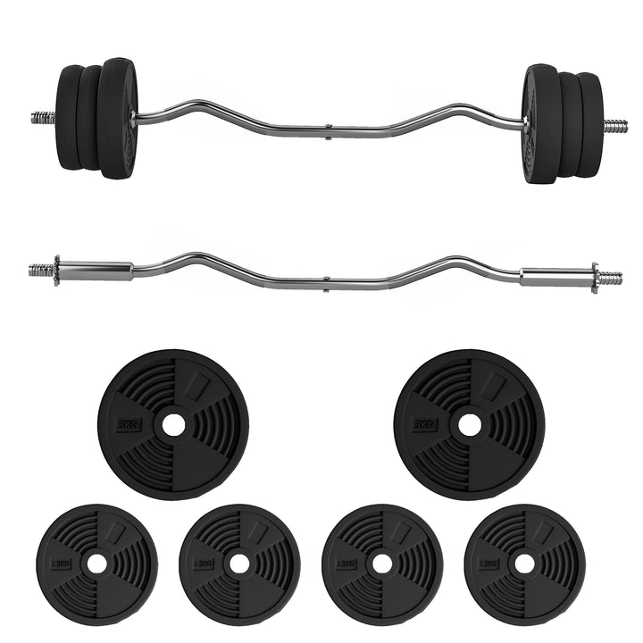 Sportow 55.12 lb Adjustable Barbell Set With Curl Bar Non Slip Handle Training