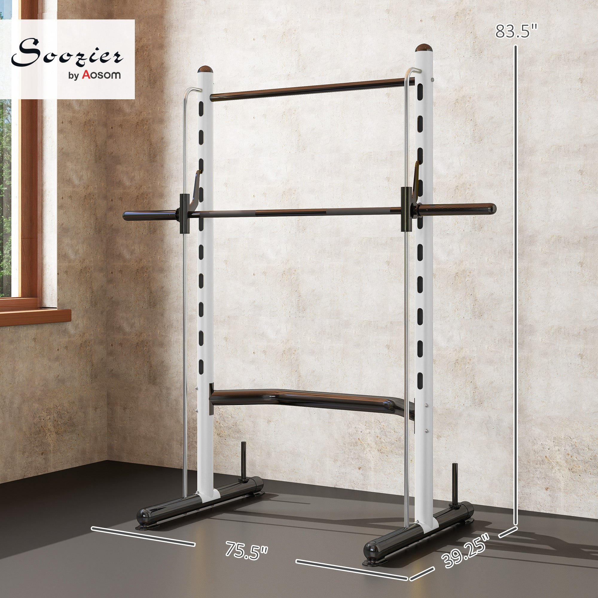 Adjustable Squat Rack With Pull Up Bar Bench Press Half Rack White