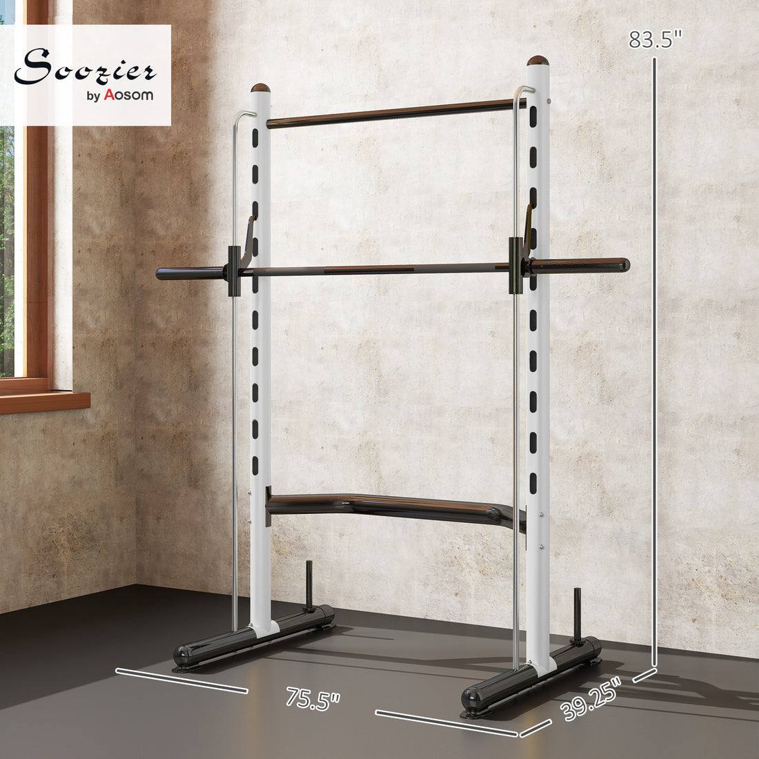 Adjustable Squat Rack With Pull Up Bar Bench Press Half Rack White