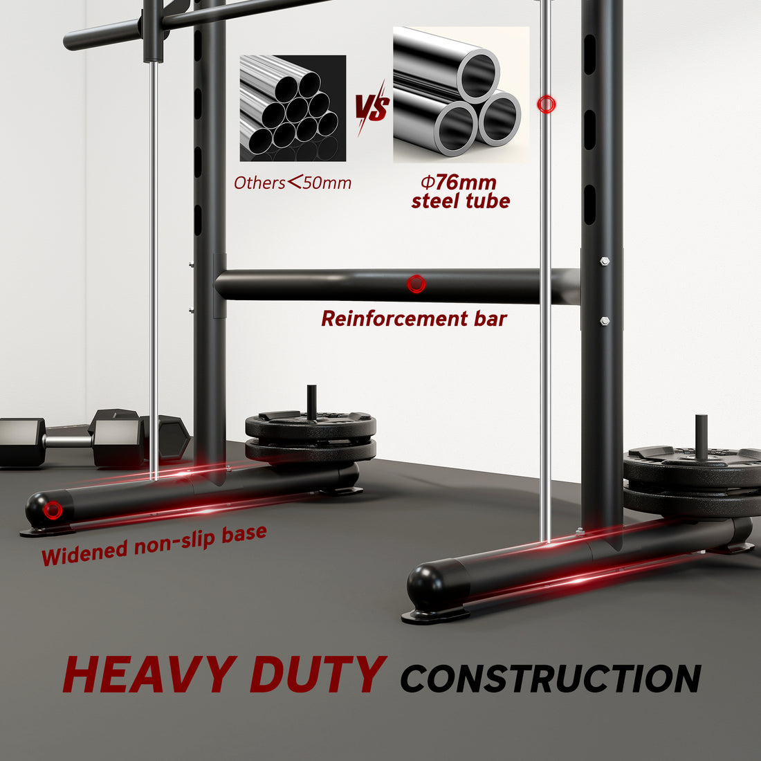 Adjustable Squat Rack With Pull Up Bar Bench Press Half Rack Black
