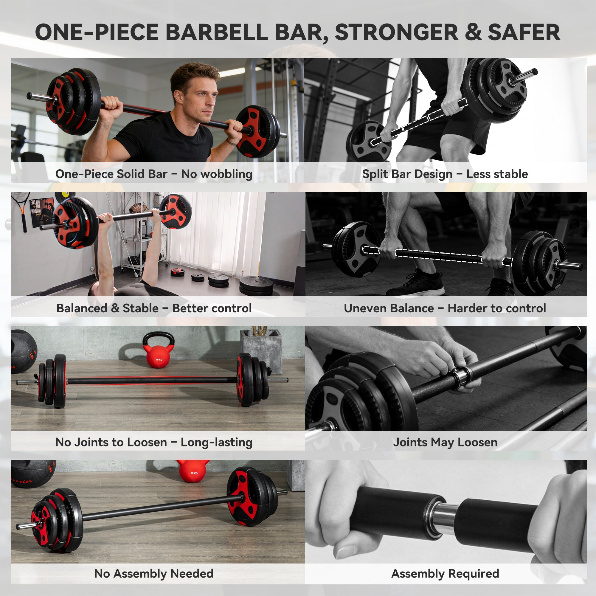 SPORTNOW 44.09 lb Adjustable Barbell Set Home Gym Training
