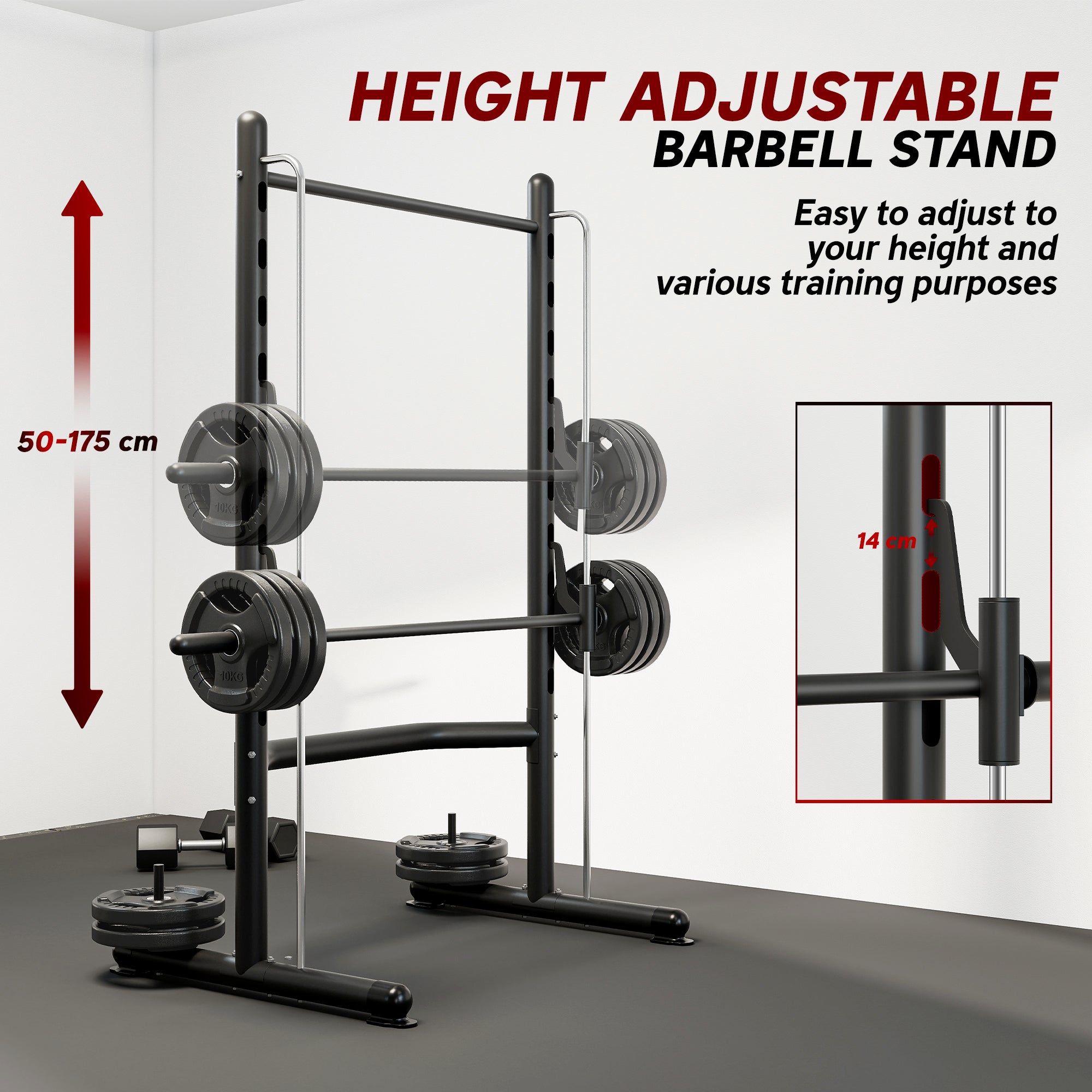 Adjustable Squat Rack With Pull Up Bar Bench Press Half Rack Black