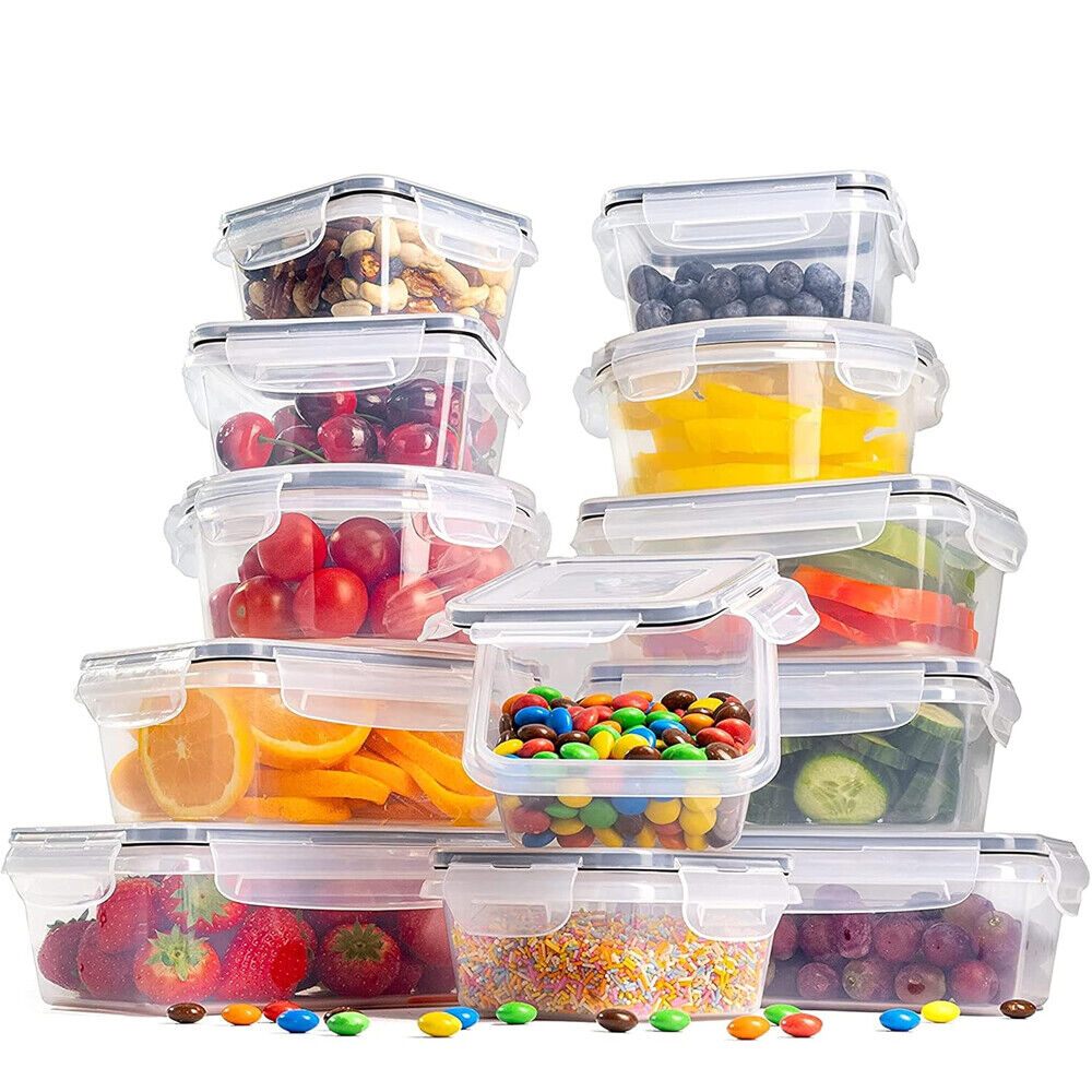 24 Pack Clear Plastic Food Storage Containers With Lids Microwave Freezer Safe