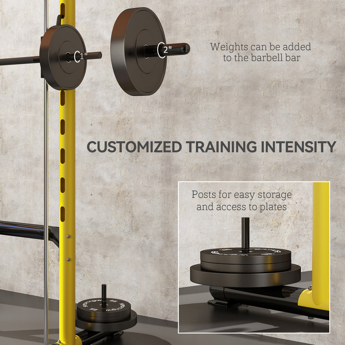 Adjustable Squat Rack With Pull Up Bar Bench Press Half Rack Yellow