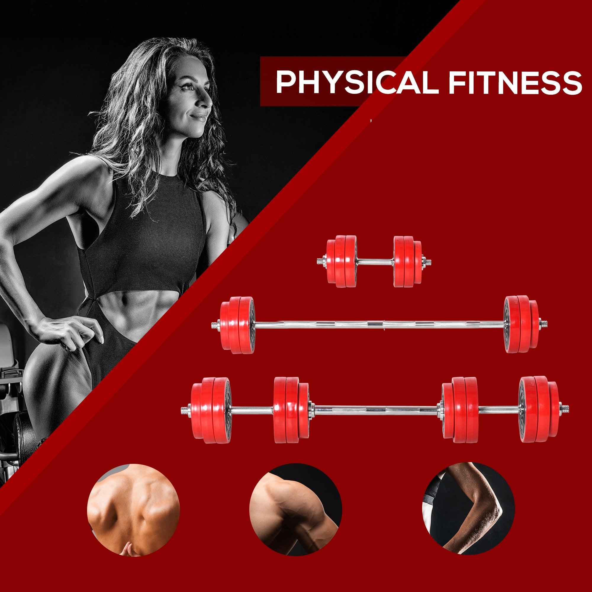 66lbs Adjustable Dumbbell To Barbell Set Home Gym