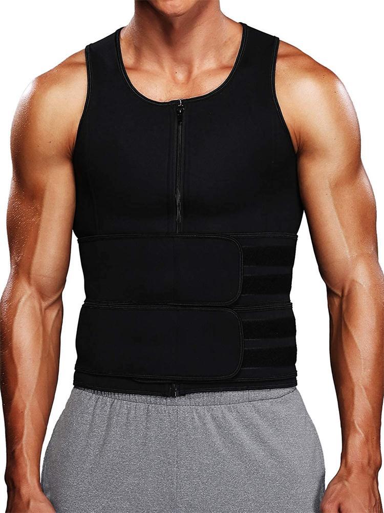 Men Sauna Waist Trainer Vest Double Belt Body Shaper